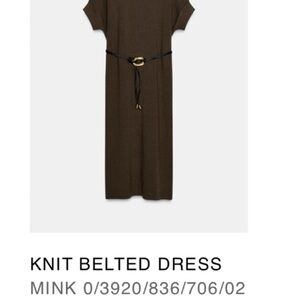 Zara Knit Belted Maxi Dress in Mink Brown